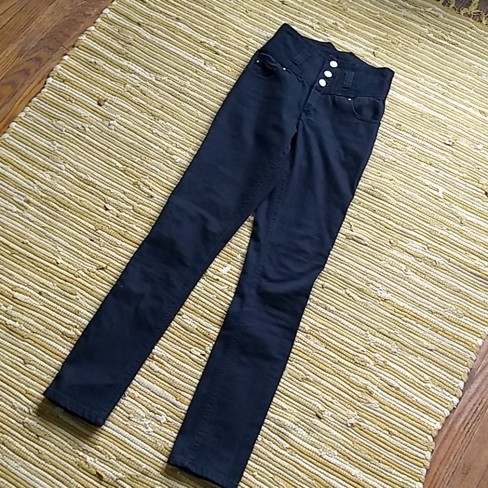 H and M super high waisted black skinny jeans